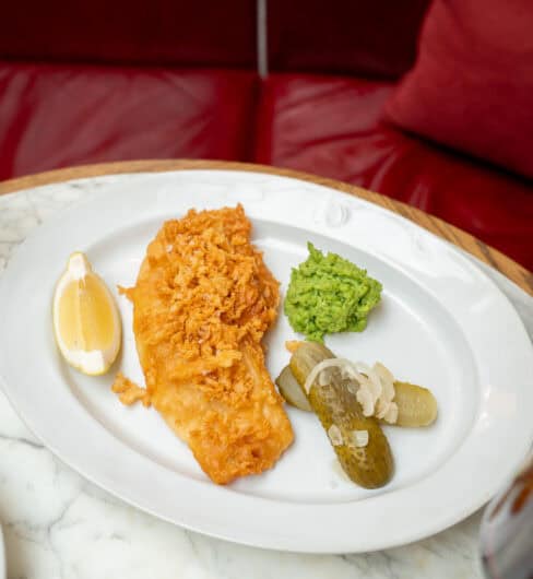 Birdseye shot of our fish & chips lunch special